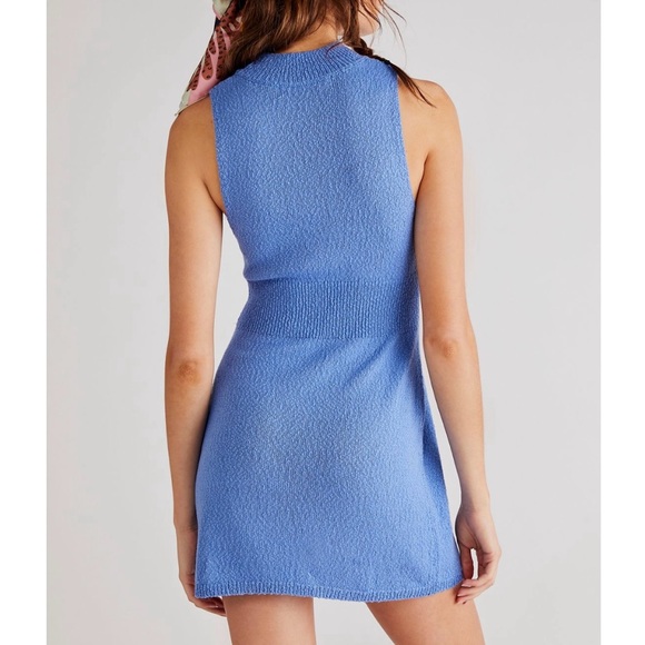 Free People Celeste Mini Sweater Dress Blue XS NWT - Picture 3 of 5